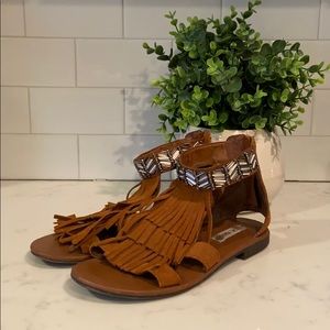 Steve Madden Boho Leather Fringe Sandals